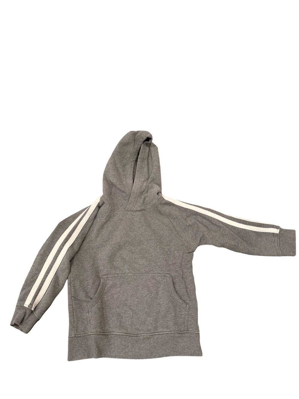 Hanna Andersson Gray Hoodie with White Sleeve Stripes